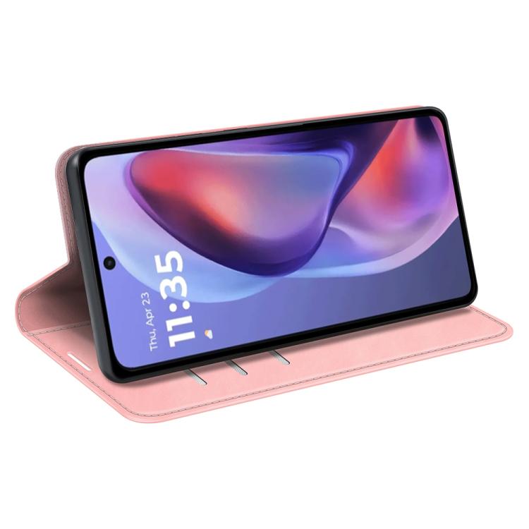 For Motorola Moto E15 Retro-skin Magnetic Suction Leather Phone Case