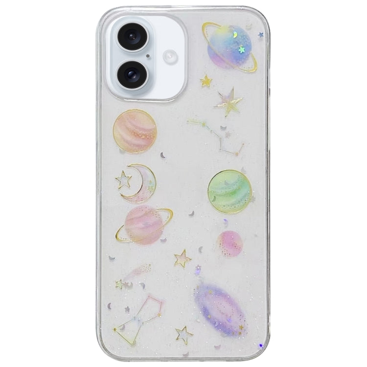 For iPhone 16 Cosmic Star Glitter Epoxy TPU Phone Case - Transparent