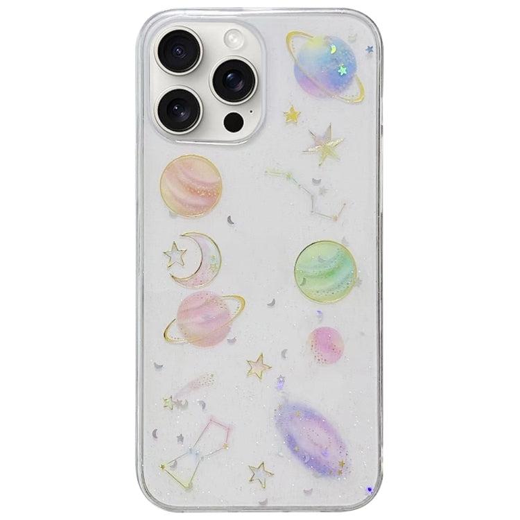For iPhone 16 Pro Cosmic Star Glitter Epoxy TPU Phone Case - Transparent