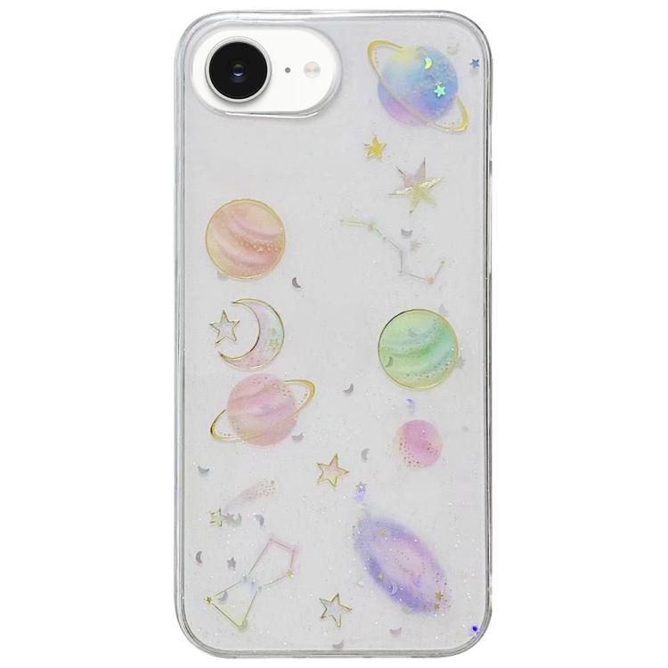 For iPhone 17e / 16e Cosmic Star Glitter Epoxy TPU Phone Case - Transparent