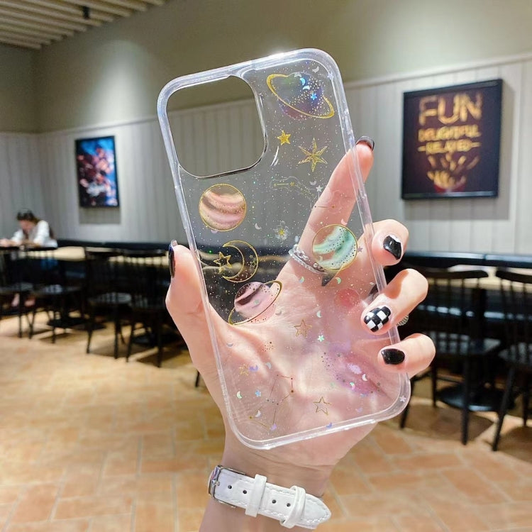 For iPhone 16 Pro Cosmic Star Glitter Epoxy TPU Phone Case - Transparent