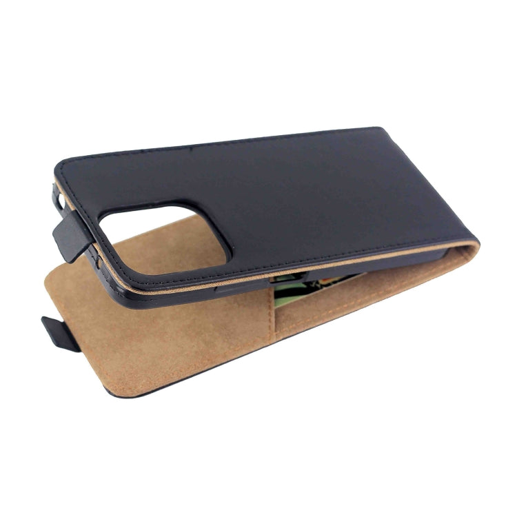 For Redmi 13 4G / Note 13R Vertical Flip Leather Phone Case with Card Slot - Black