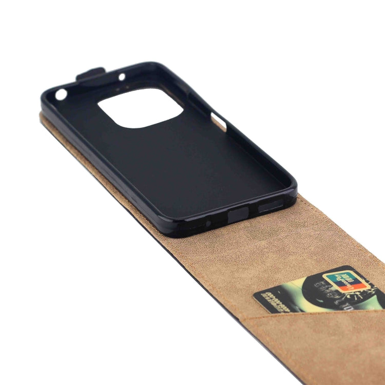 For Redmi 13 4G / Note 13R Vertical Flip Leather Phone Case with Card Slot - Black