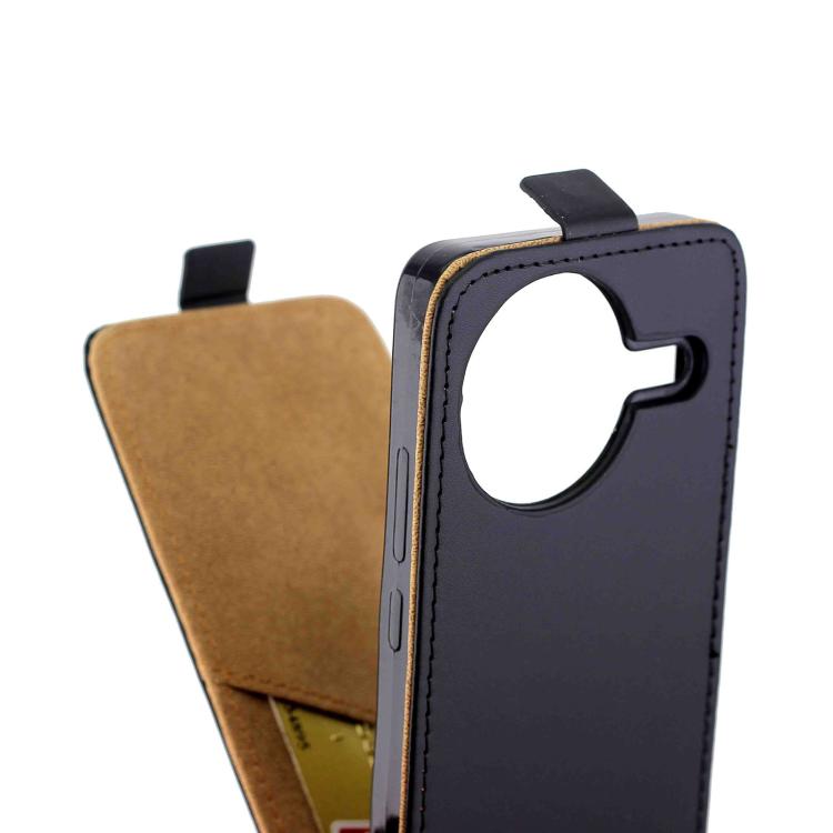 For Redmi K80 5G Vertical Flip Leather Phone Case with Card Slot - Black