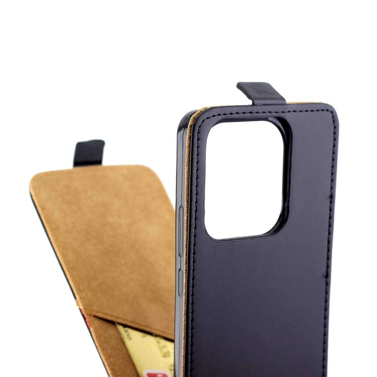 For Redmi Note 14 4G 164.84mm Vertical Flip Leather Phone Case with Card Slot - Black