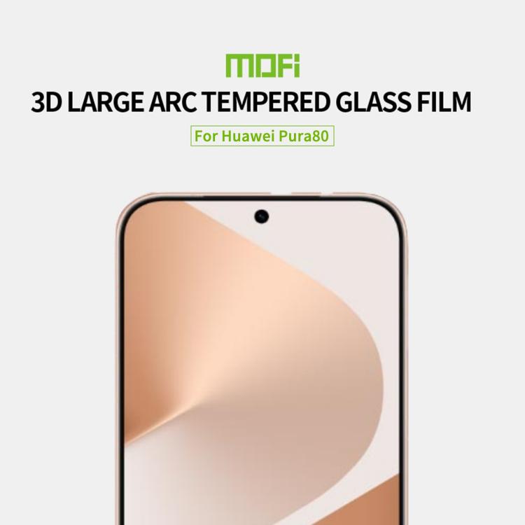 For Huawei Pura 80 MOFI 9H 3D Explosion-proof Curved Screen Tempered Glass Film - Black
