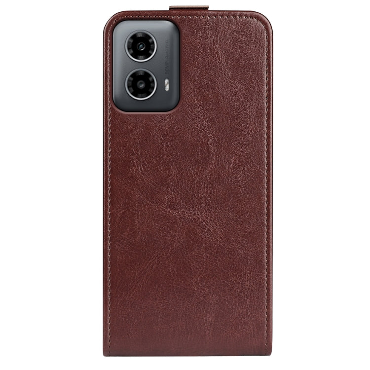 For Motorola Moto G34 R64 Texture Single Vertical Flip Leather Phone Case