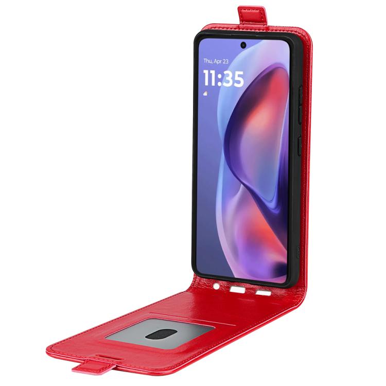 For Motorola Moto E15 R64 Texture Single Vertical Flip Leather Phone Case