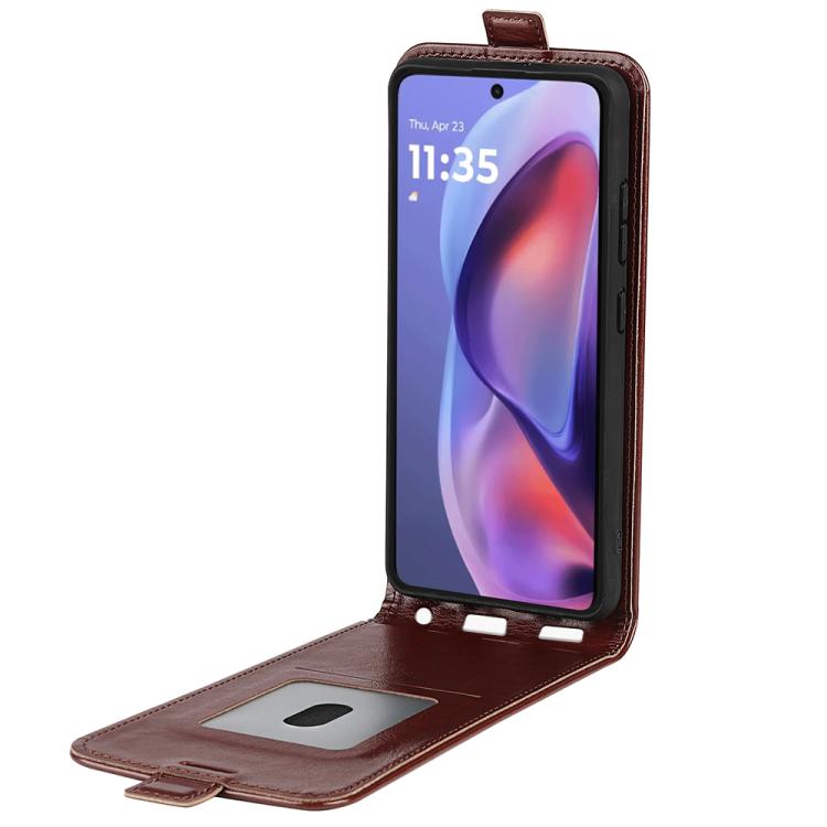 For Motorola Moto E15 R64 Texture Single Vertical Flip Leather Phone Case