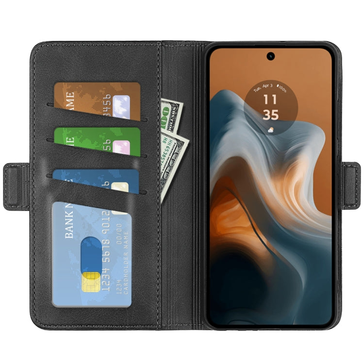 For Motorola Moto G34 Dual-side Magnetic Buckle Horizontal Flip Leather Phone Case