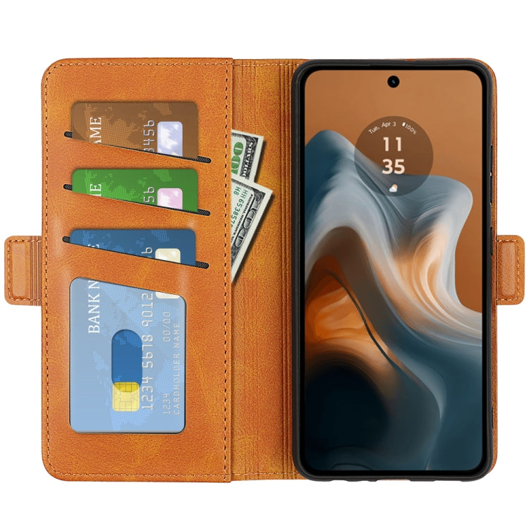 For Motorola Moto G34 Dual-side Magnetic Buckle Horizontal Flip Leather Phone Case