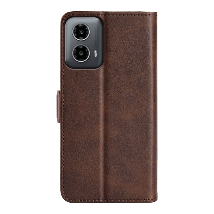 For Motorola Moto G34 Dual-side Magnetic Buckle Horizontal Flip Leather Phone Case