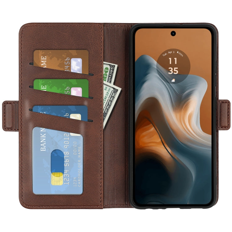 For Motorola Moto G34 Dual-side Magnetic Buckle Horizontal Flip Leather Phone Case
