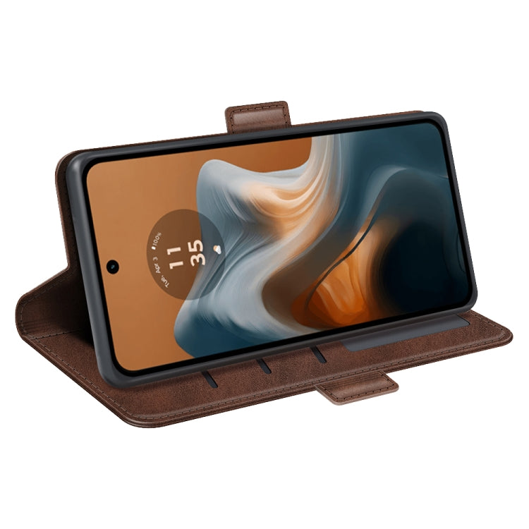 For Motorola Moto G34 Dual-side Magnetic Buckle Horizontal Flip Leather Phone Case