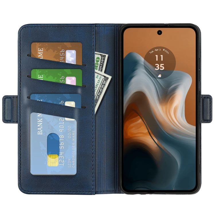 For Motorola Moto G34 Dual-side Magnetic Buckle Horizontal Flip Leather Phone Case