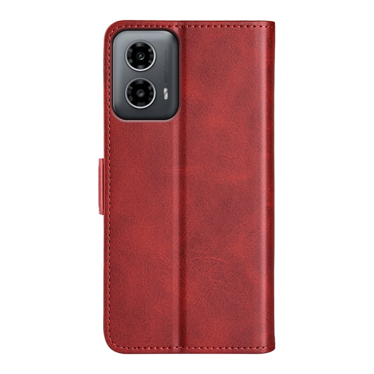For Motorola Moto G34 Dual-side Magnetic Buckle Horizontal Flip Leather Phone Case
