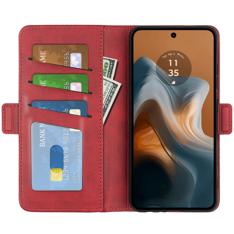 For Motorola Moto G34 Dual-side Magnetic Buckle Horizontal Flip Leather Phone Case