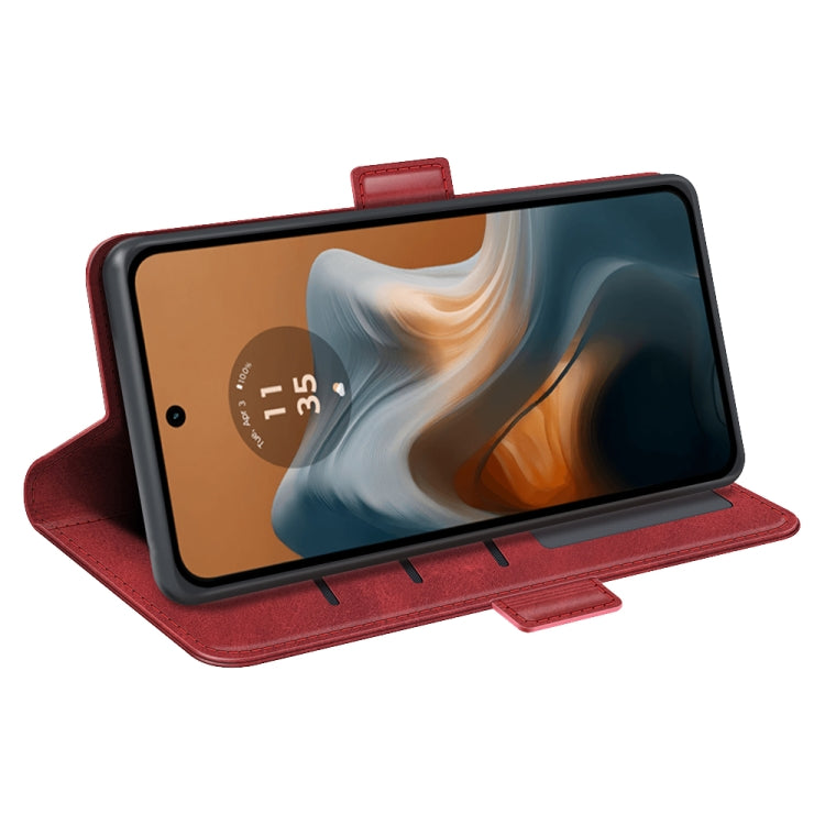For Motorola Moto G34 Dual-side Magnetic Buckle Horizontal Flip Leather Phone Case
