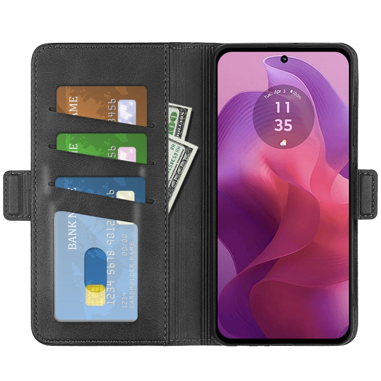 For Motorola Moto G24 Dual-side Magnetic Buckle Horizontal Flip Leather Phone Case