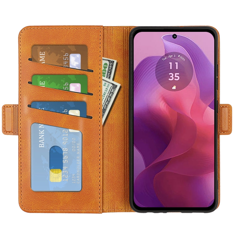 For Motorola Moto G24 Dual-side Magnetic Buckle Horizontal Flip Leather Phone Case