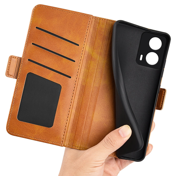 For Motorola Moto G24 Dual-side Magnetic Buckle Horizontal Flip Leather Phone Case