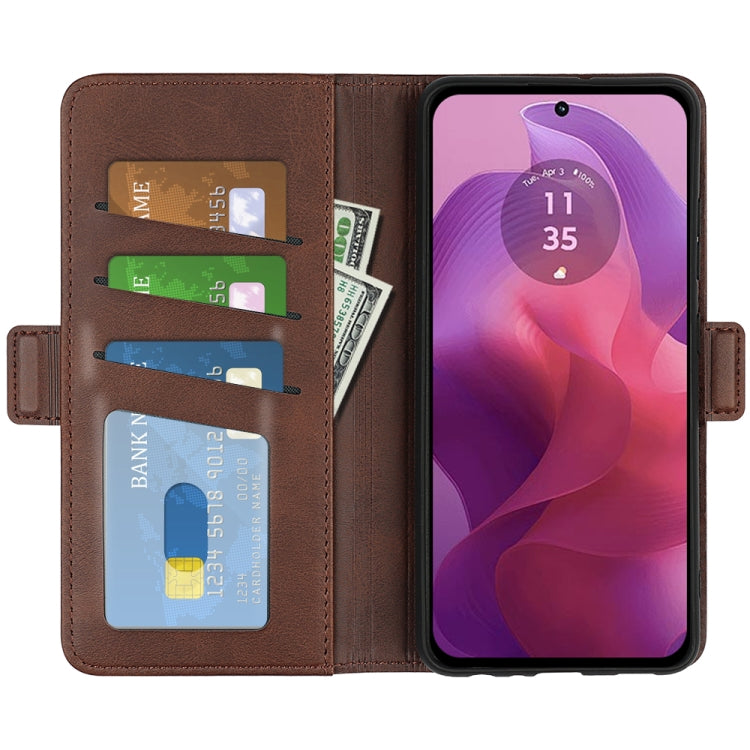 For Motorola Moto G24 Dual-side Magnetic Buckle Horizontal Flip Leather Phone Case