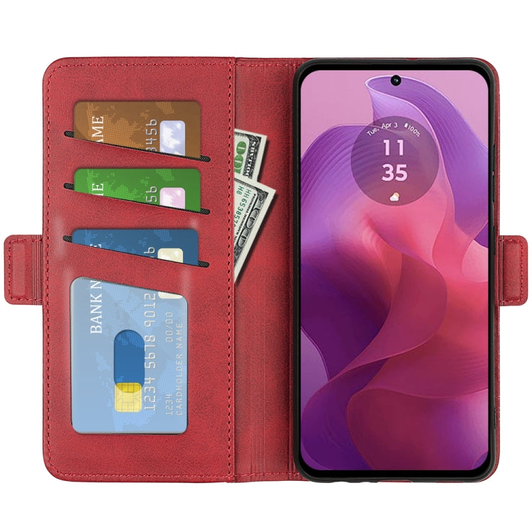 For Motorola Moto G24 Dual-side Magnetic Buckle Horizontal Flip Leather Phone Case