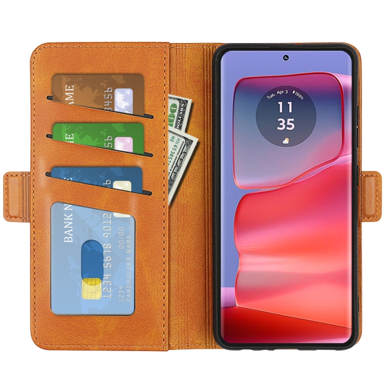 For Motorola Edge 50 Pro Dual-side Magnetic Buckle Horizontal Flip Leather Phone Case