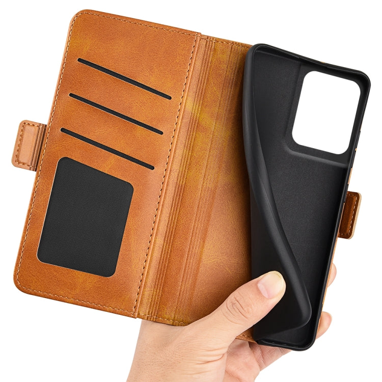For Motorola Edge 50 Pro Dual-side Magnetic Buckle Horizontal Flip Leather Phone Case