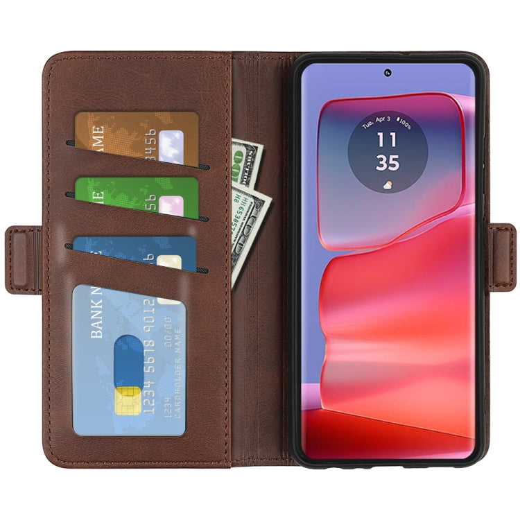 For Motorola Edge 50 Pro Dual-side Magnetic Buckle Horizontal Flip Leather Phone Case