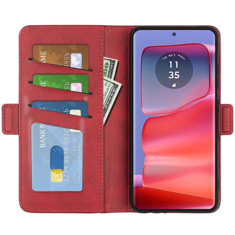 For Motorola Edge 50 Pro Dual-side Magnetic Buckle Horizontal Flip Leather Phone Case