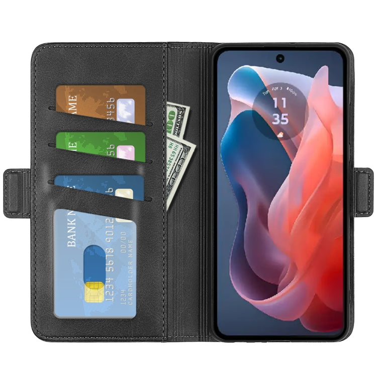 For Motorola Moto G Play 2024 Dual-side Magnetic Buckle Horizontal Flip Leather Phone Case