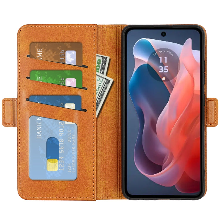 For Motorola Moto G Play 2024 Dual-side Magnetic Buckle Horizontal Flip Leather Phone Case