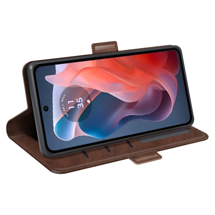 For Motorola Moto G Play 2024 Dual-side Magnetic Buckle Horizontal Flip Leather Phone Case