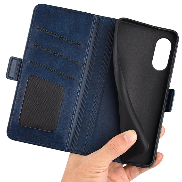 For Motorola Moto G Play 2024 Dual-side Magnetic Buckle Horizontal Flip Leather Phone Case