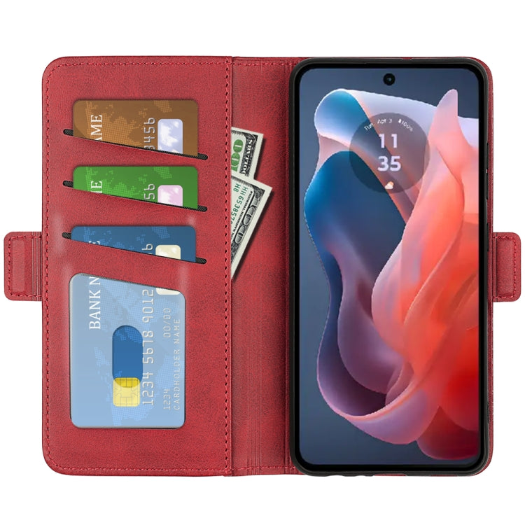 For Motorola Moto G Play 2024 Dual-side Magnetic Buckle Horizontal Flip Leather Phone Case