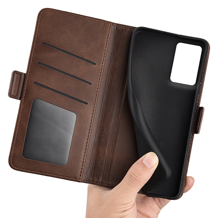 For Motorola Edge 50 Fusion Dual-side Magnetic Buckle Horizontal Flip Leather Phone Case
