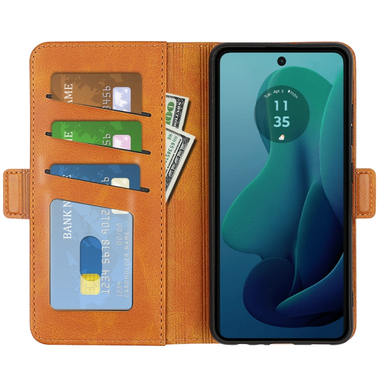 For Motorola Moto G 5G 2024 Dual-side Magnetic Buckle Horizontal Flip Leather Phone Case