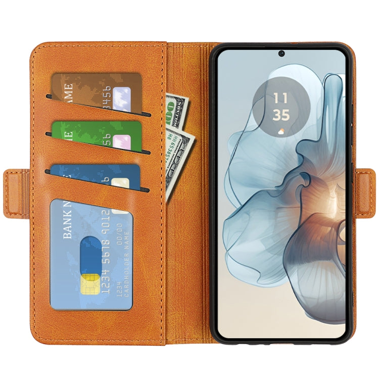 For Motorola Moto G24 Power Dual-side Magnetic Buckle Horizontal Flip Leather Phone Case