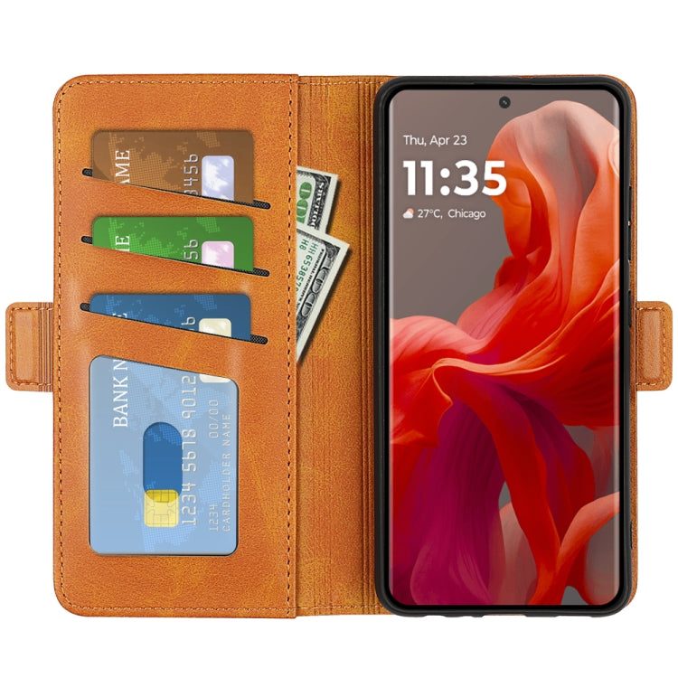 For Motorola Moto G85 5G Dual-side Magnetic Buckle Horizontal Flip Leather Phone Case