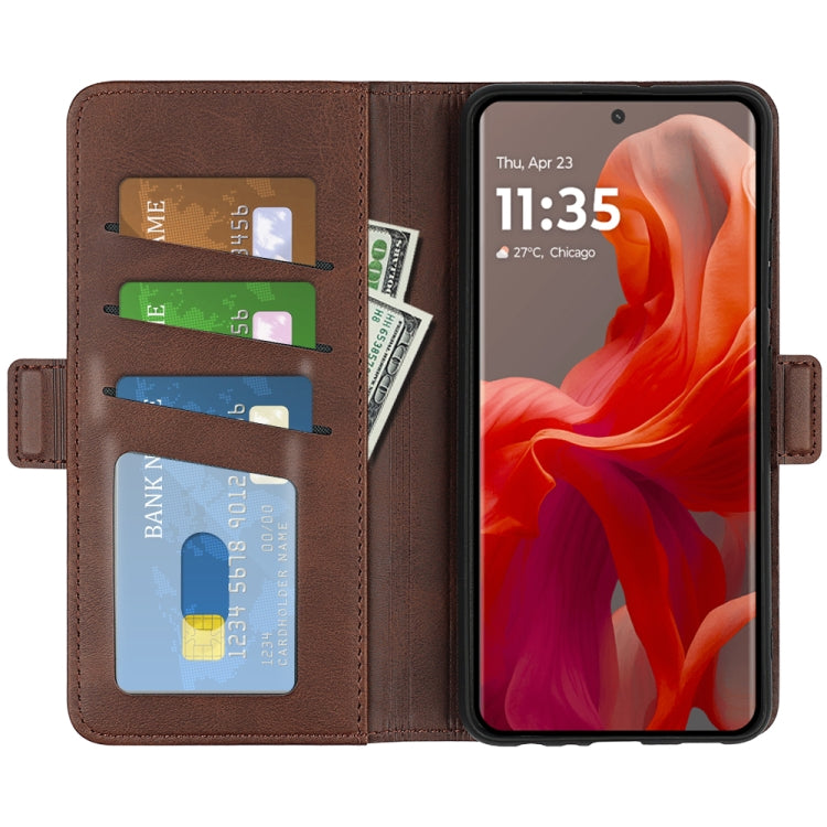 For Motorola Moto G85 5G Dual-side Magnetic Buckle Horizontal Flip Leather Phone Case