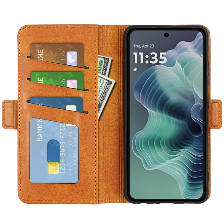 For Motorola Moto G35 5G Dual-side Magnetic Buckle Horizontal Flip Leather Phone Case