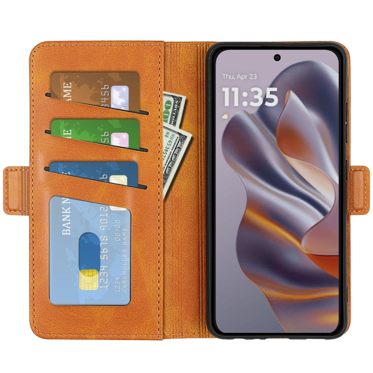 For Motorola Edge 50 Neo 5G Dual-side Magnetic Buckle Horizontal Flip Leather Phone Case