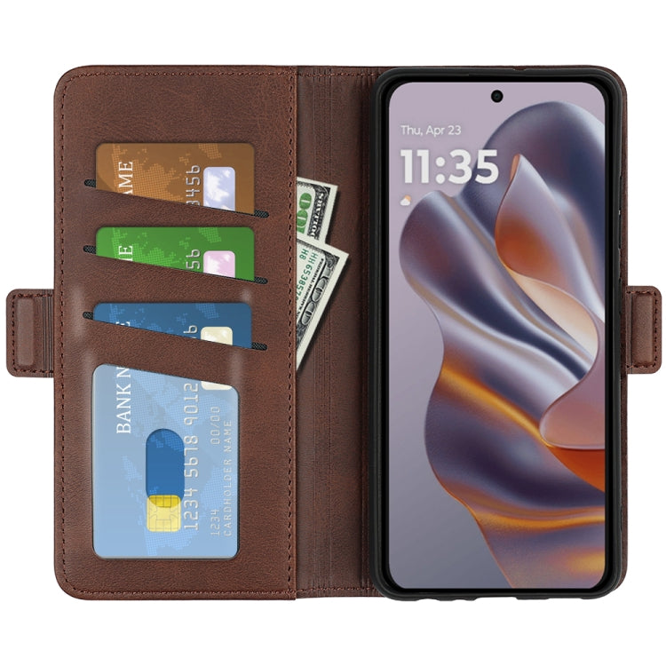 For Motorola Edge 50 Neo 5G Dual-side Magnetic Buckle Horizontal Flip Leather Phone Case