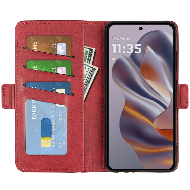 For Motorola Edge 50 Neo 5G Dual-side Magnetic Buckle Horizontal Flip Leather Phone Case