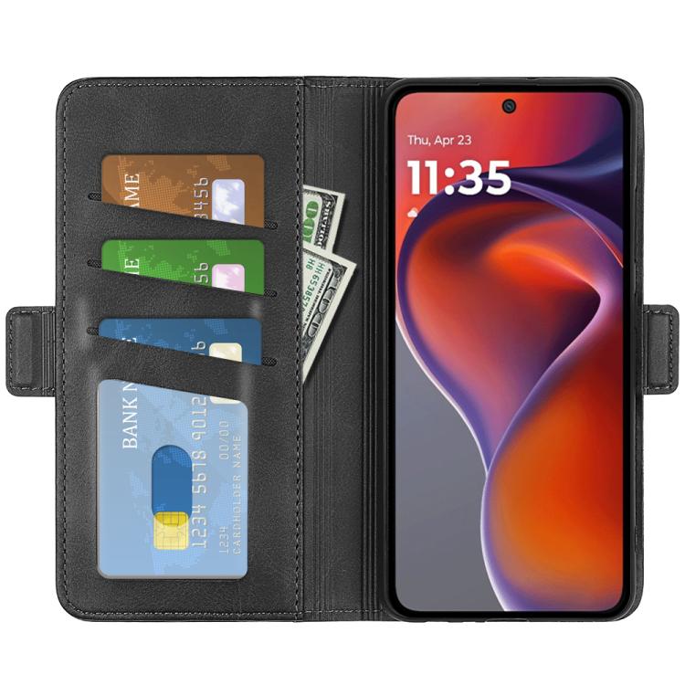 For Motorola Moto G15 Dual-side Magnetic Buckle Horizontal Flip Leather Phone Case