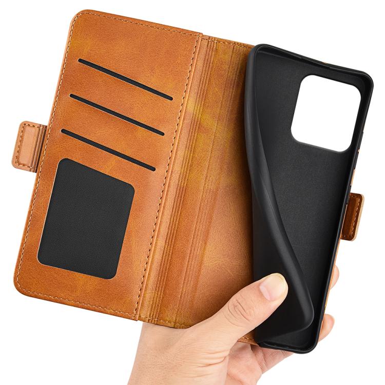 For Motorola Moto G15 Dual-side Magnetic Buckle Horizontal Flip Leather Phone Case