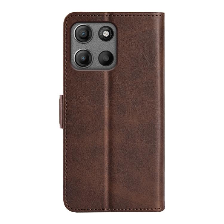 For Motorola Moto G15 Dual-side Magnetic Buckle Horizontal Flip Leather Phone Case