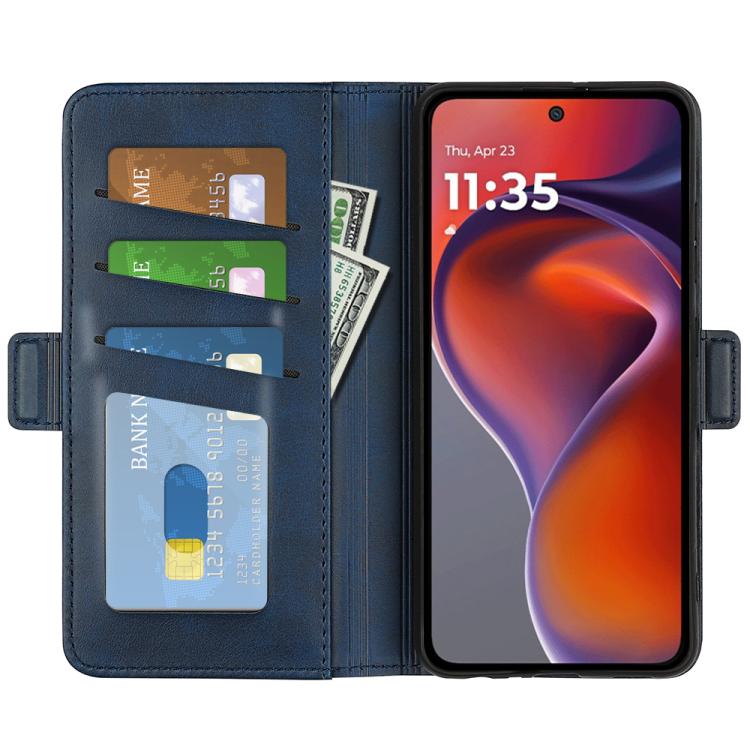 For Motorola Moto G15 Dual-side Magnetic Buckle Horizontal Flip Leather Phone Case