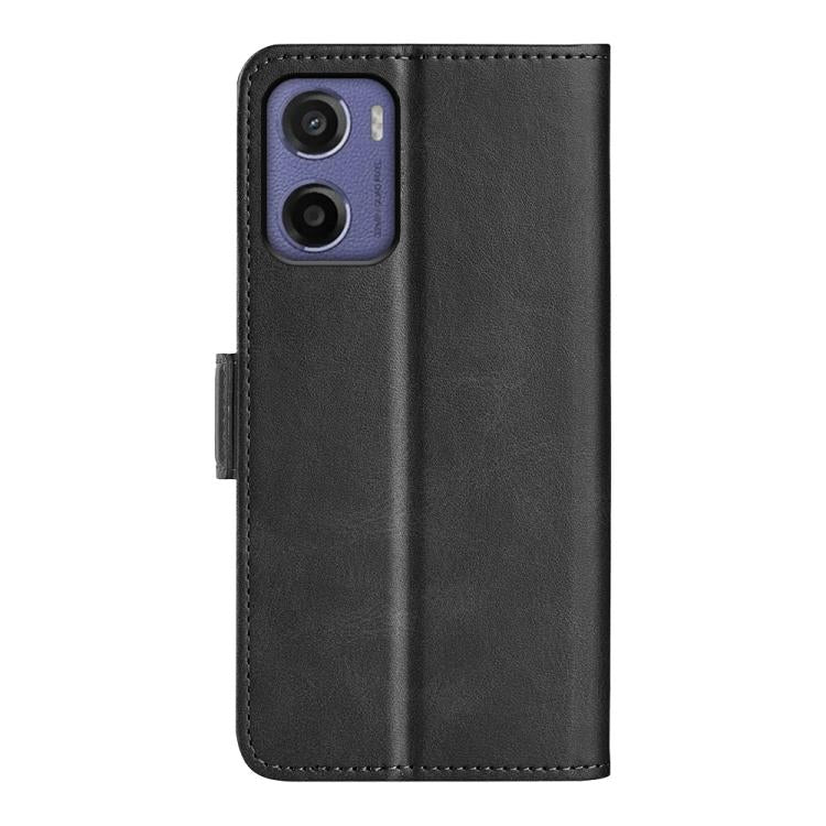 For Motorola Moto E15 Dual-side Magnetic Buckle Horizontal Flip Leather Phone Case